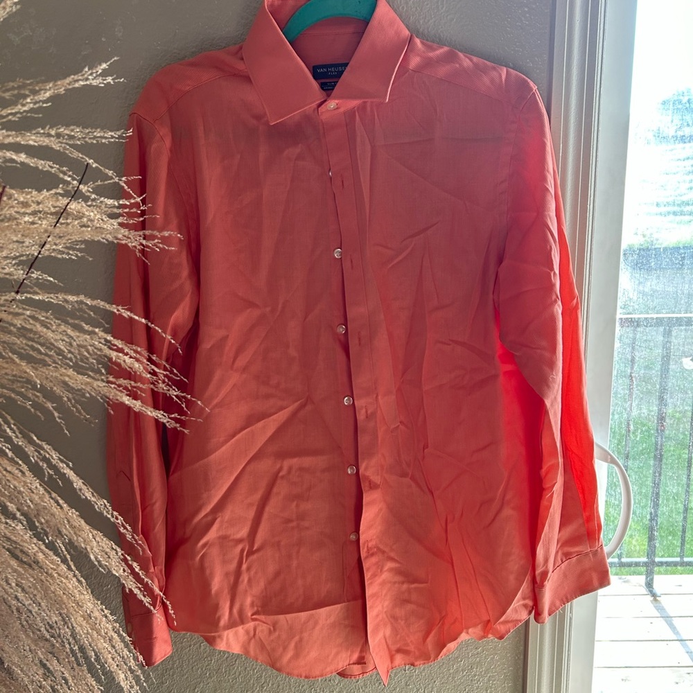 Mens Orange Dress Shirt (VanHeusen) - Flex - Slimfit - 15 1/2 - 32/33